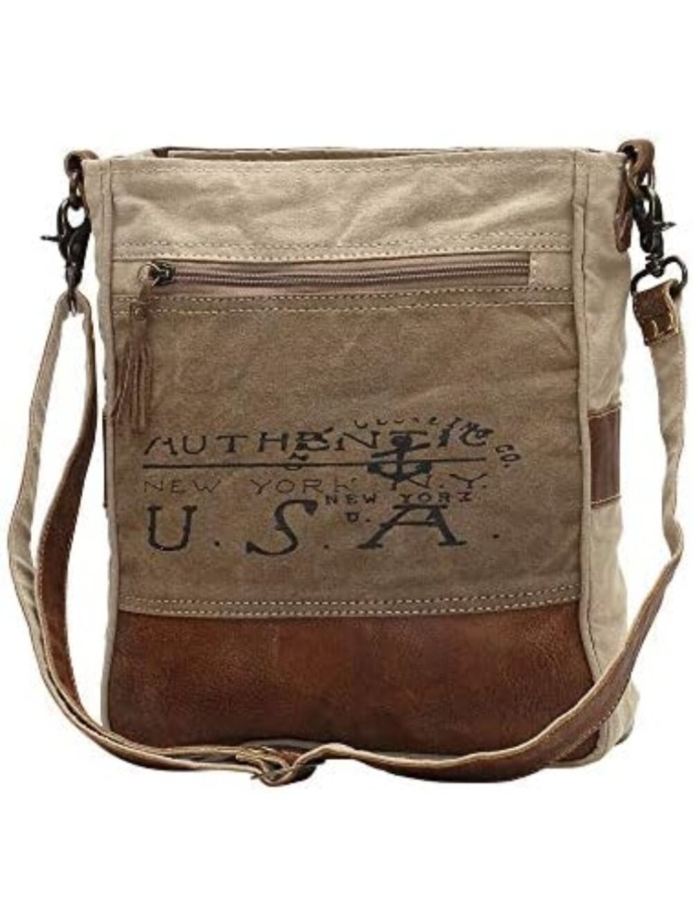 Stylish Western Canvas Purse for Women - Genuine Leather Accents & Vintage - Picture 4 of 4